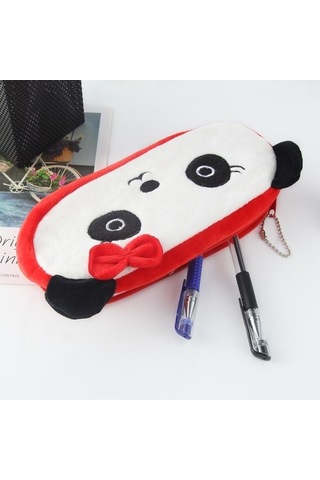 Willowhaven 3 Adet Çocuk Sevimli Hayvan Peluş Kalem Çantası Kırtasiye Saklama Çantası Koyu Kırmızı 20x10cm Kırmızı - Sarı