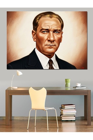 Atatürk Resmi Dekoratif Kanvas - Mdf Ahşap Tablo