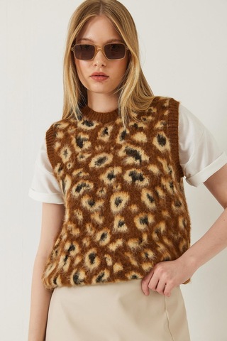 Shade Kadın Şardonlu Leopar Desenli Süveter 20246281 - Kahverengi-camel Çok Renkli