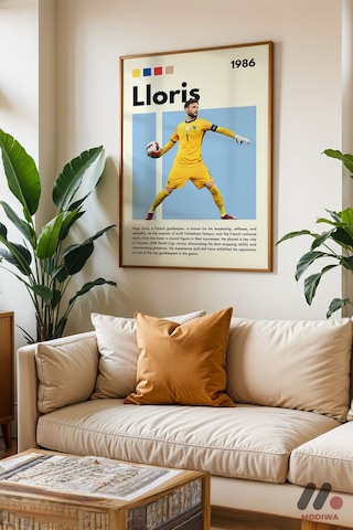 Lloris Futbol Posteri, Ahşap Çerçeveli Duvar Tablosu - Spor Severlere Hediye