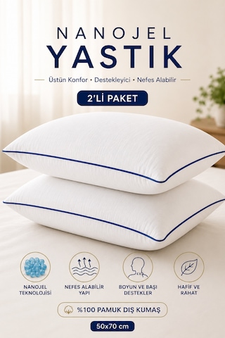 Formeya 2 Adet %100 Pamuk Nanojel Yastık Otel Yastığı 50x70 Cm