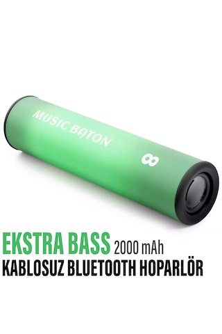 Ekstra Bass Bluetooth Hoparlör Speaker 2000mah Ip65 Yeşil