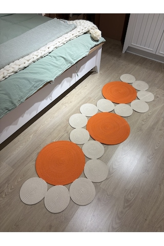 Mavaux Snake Hasır Jüt Bej Yolluk Halı Kilim Krem - Turuncu