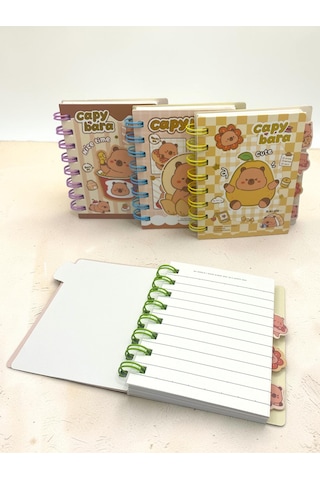 Capy Bara Not Defteri - Mini Telli A7 Not Defteri - Yeşil