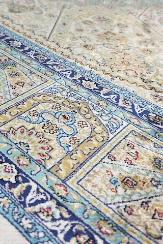Enti Herat 2803 Mavi Klasik Salon Halısı Çerçeveli Göbekli Parlak Dokuma Lüks Vintage Halı Mavi