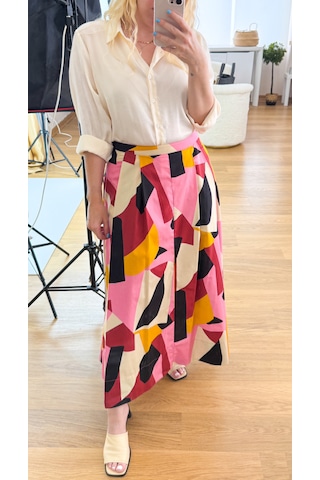 Modaonna Geometrik Desen Maxi Poplin Etek