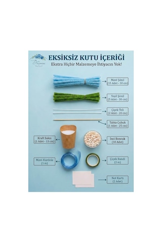 Mavi Şönil Papatya Yapım Kiti Şönil Hobi Seti - Yaratıcı Hobi Ve Kendin Yap Seti