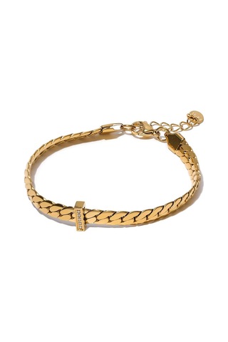 Altın Eetit Yüksek Kalite 18 K Altın Kaplama Küba Zincir Paslanmaz Çelik Bilezik Bileklik Zirkon Bildirimi Şık Moda Su Geçirmez Takı Altın