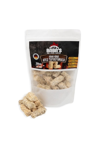 ODUN YÜNÜ TUTUŞTURUCU / BBQ, MANGAL, SOBA, ŞÖMİNE TUTUŞTURUCU / 25 AD - 250 GR / BABA'S BBQ