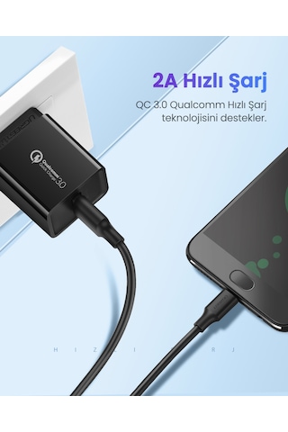 Ugreen Usb-a To Micro Usb Hızlı Şarj Kablosu 0,5 Metre, Siyah, 60135