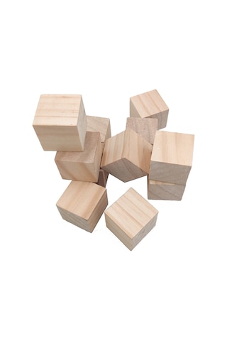 Lemestar 50 Adet 15x15x15mm Ahşap Küp - Oyma Ve El İşleri İçin İdeal Malzeme