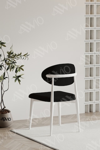 Avvio Silva Polosandalye Beyaz Mutfak Salon Yemek Odası Sandalyesi Metal Ayak Siyah