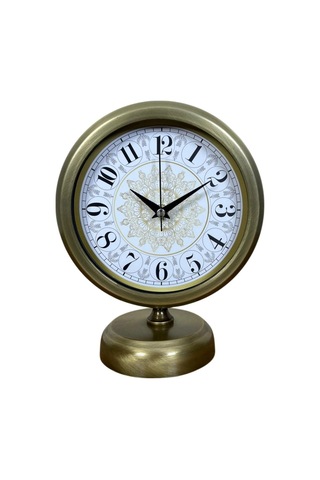 Eskitme Motifli 25 X 20 Cm Metal Masa Saati Çok Renkli