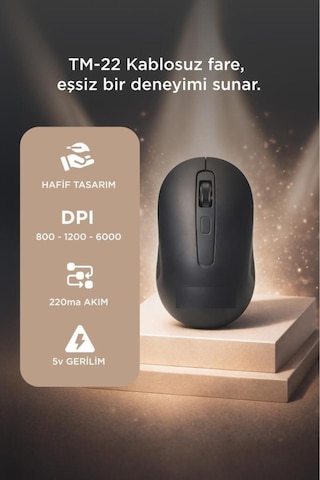 Kablosuz Mouse Usb Alıcılı Fare Tm22 Siyah -