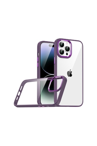 Apple Uyumlu iPhone 14 Pro Kılıf Zore Flora Kapak Derin Mor