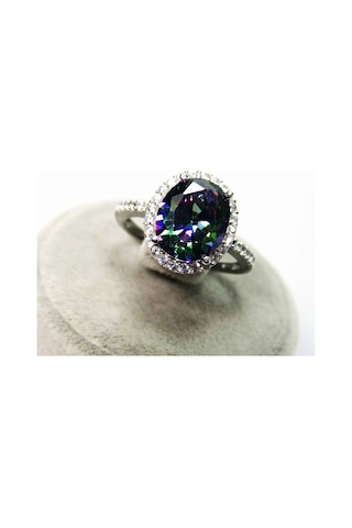 925 Ayar Gümüş Mistik Topaz Taşlı Kadın Yüzük