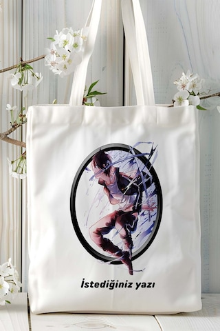 Art Hediye Noragami Beyaz Baskılı Bez Omuz Çantası Kişiye Özel Model 1 Çok Renkli