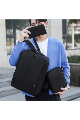 Arion Laptop Sırt Çantası Seti Siyah