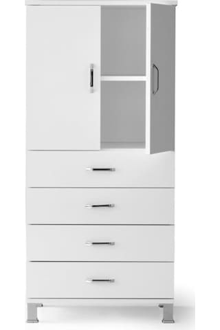 4 Çekmeceli Raflı Elbise Dolabı 61X44X128Cm-Beyaz