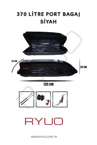Ryuo Araç Üstü Tabut Port Bagaj 370 Litre Siyah Ryuo Araç Üstü Tabut Port Bagaj 370 Litre Siyah
