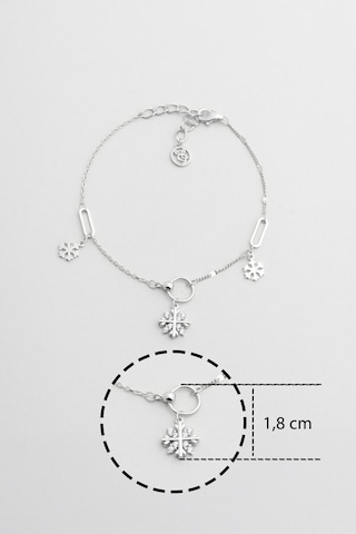 Kar Tanesi 18 Ayar Beyaz Altın Kaplama 20 Cm Gümüş Minimal Halhal Beyaz
