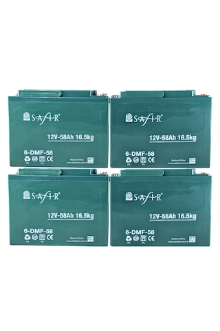 Safir Jel Akü 12 V - 58+ Ah 16.5kg 60 - 80 Ah Uyumlu - 4'lü Set