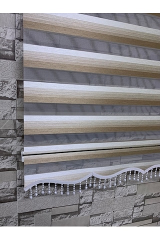 Krem Kahve Geçişli Zebra Perde Tüm Ölçülerde