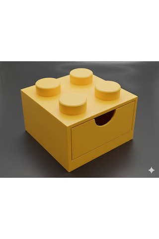 Lego Tasarımlı Mini Çekmece 2x2 Masaüstü Düzenleyici Dekoratif Saklama Kutusu Sarı