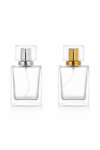 20 Adet Boş Cam Parfüm Şişe, 50 Ml, Dolgulu Kare Model, Şeffaf-fdk-50-10