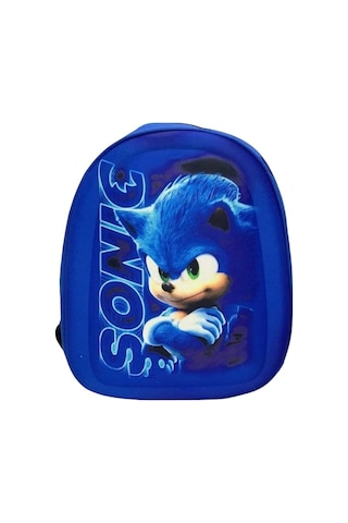 Kreş & Anaokulu Çocuk Sırt Çantası Kirpi Sonic Karakter 3-6 Yaş 5d Kabartmalı Kumaş Okul Çantası 30cm
