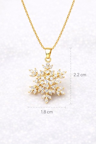 Taşlı Kar Tanesi Kolye Gold Gold