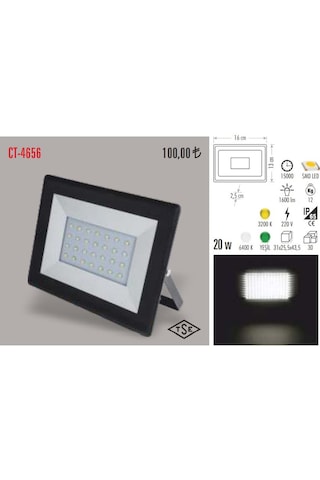 Cata Ct-4656 20 Watt Slim Led Projektör Beyaz Işık N11.560 Cata Ct-4656 20 Watt Slim Led Projektör Beyaz Işık N11.560