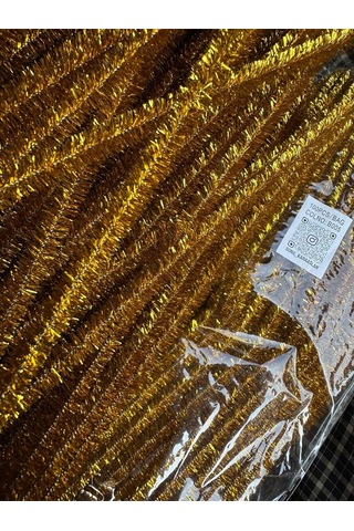 Şönil 100 Lü Gold Altın Simli Renk Kod B005 30 Cm - Yoğun Tüylü Tel El İşi 100 Lü Paket