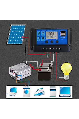 Neevoyu 100a Akıllı Güneş Enerji Kontrolörü - 12v/24v Otomatik Uyumlu, Şarj/deşarj Yönetimi, Usb Çıkışı, Ev Ve Güneş Panelleri İçin