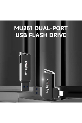 Springsun 联想thinkplus Mu251 32gb Usb3.0+type-c Çift Portlu Metal Usb Bellek, 360 Döner, Darbe Ve Kırılma Dayanıklı, Plug & Play