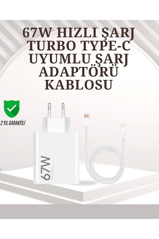 Type-c Uyumlu 67w Turbo Hızlı Şarj Aleti Akıllı Koruma Sistemli