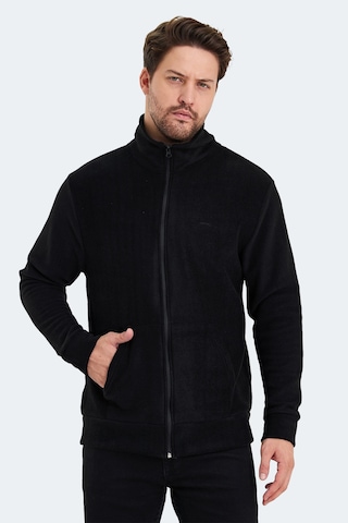 Slazenger Sansa Erkek Fermuarlı Dik Yaka Cepli Siyah Polar Siyah