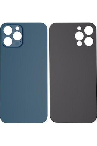 Apple Uyumlu iPhone 12 Pro Max Logolu Arka Pil Batarya Kapağı - Lens Hariç Mavi