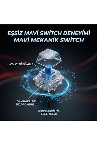 Blue Switch Mekanik Rgb Gaming Klavye Türkçe Q 104 Tuş Keycaps Dayanıklı Bilek Destekli Rgb Aydınlatma Oyuncu Klavyesi Kablolu