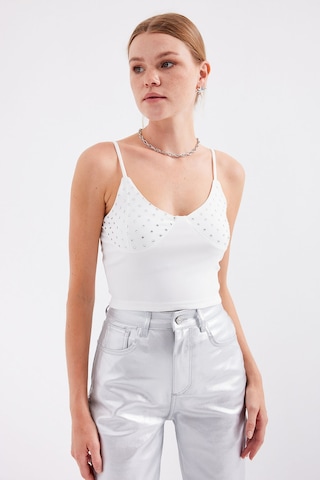 Bigdart 918 İp Askılı Crop Top - Beyaz 001