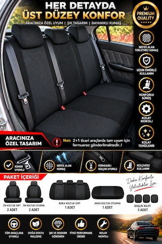 Volkswagen Passat B8 Sedan Impression 2014 - 2022 Uyumlu Koruyucu Mavi Nano Oto Koltuk Kılıfı