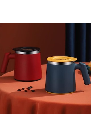 Kırmızı 420 Ml Su Bardağı Haşlanma Önleyici Sızdırmaz Kapaklı Kahve Paslanmaz Çelik Yalıtımlı Isı Bardaklar