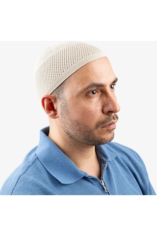 Soft Örgü Zirkon Namaz Takkesi Bej