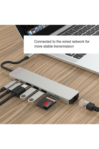Ethernet Usb Type-C Hub Hdmı Girişili Apple Uyumlu MacBook Air Pro Çevirici