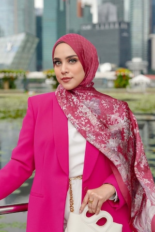 Buttonscarves Singapore Saten Şal - Tropical Kırmızı