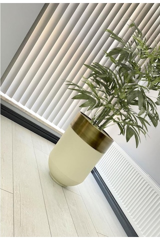 Dekoratif Eskitme Darbuka Beyaz Saksı 70cm