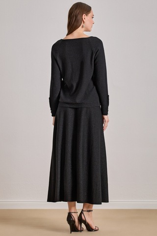 Bilekte Boy Siyah Triko Etek Siyah