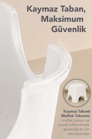 Kaymaz Banyo Taburesi - Kaydırmaz Tabanlı Çok Amaçlı Tabure 250 Kg Taşıma Kapasiteli Beyaz