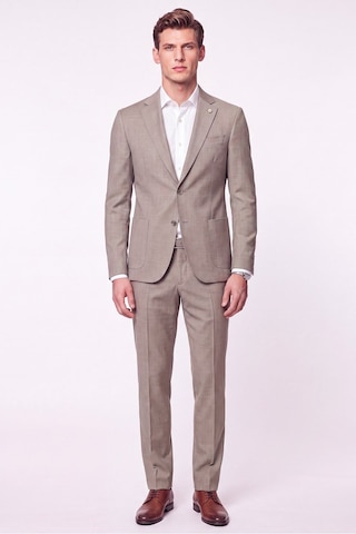 Efor Slim Fit Çift Yırtmaç Torba Cep Esnek Yünlü Bej Takım Elbise Tk 951
