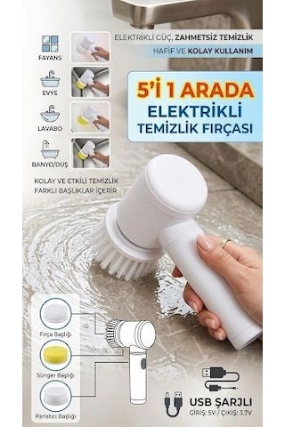 Northcity Şarjlı 5 Başlıklı Otomatik Temizleme Fırçası